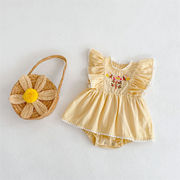 ins 夏新作　ベビー服　ロンパース　女の子　刺繍花柄　カバーオール　可愛い　子供服　おしゃれ　新生児