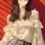 秋新作 シャツ シフォンシャツ ブラウス レディース トップス 長袖ブラウス フリル Sweet 大人可愛い