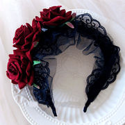 Y2K  ハロウィン ガール ヘアクリップ カチューシャ ゴシック ダーク系 コスプレ パーティ 薔薇ローズ