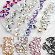 ネイルパーツ ハートストーン 8.5*9mm ぷっくりハート カラーストーン ABオーロラ Vカット ガラスストーン