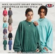 メンズ ビンテージ風 無地 裏パイル トレーナー 男女兼用 ジョガーパンツ セットアップ 秋冬★全6色