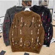 秋冬トップス メンズ ニット セーター ハイネック ファブリック