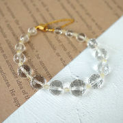 ハンドカット水晶×ルチル ブレスレット 【02】 ステンレス製 金属アレルギー 金アレ対応 18Kコーティング