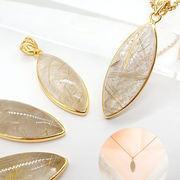 ゴールドルチル ブラジル産 SV925 マーキス型 シルバー製 天然石 ペンダント ネックレス トップ