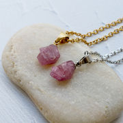 【天然石】ピンクトルマリン ペンダントトップ 原石風 パワーストーン ステンレス 金属アレルギー対応