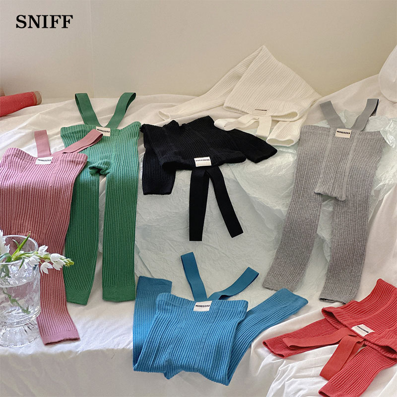 2025秋※ベビー タイツ サスペンダー付き ハイウエスト 防寒 ニットパンツ