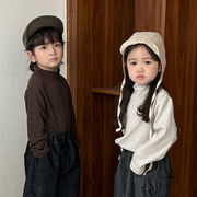 全4色[80-140cm] キッズ  ハイネックカットソー 男女兼用 シンプル おしゃれ ベビー トップス