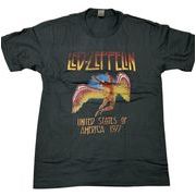 MUSIC TEE 音楽Ｔ-シャツ LED ZEPPELIN  U.S.A. TOUR 1977　 BLACK　バンドT