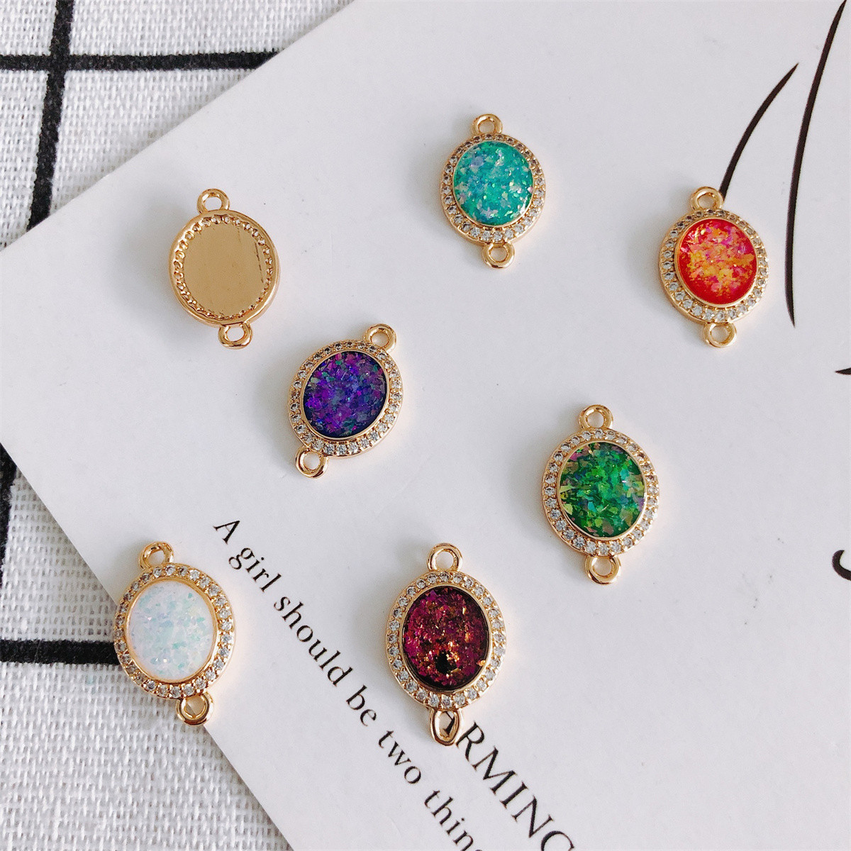 楕円形 コネクター バッグチャーム デコパーツ ブレスレットパーツ アクセサリーパーツ ピアスチャーム