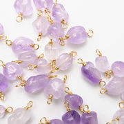 【天然石 アメジスト】コネクター チャーム シャンクビーズ 約6×8mm   ピアス ネックレス素材