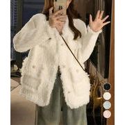 【日本倉庫即納】 ツイード風ニットジャケットレディース上品