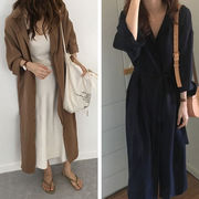 長袖シャツ ワンピース ロング丈ワンピース シャツワンピース マキシ丈 30代 40代 薄手 大きいサイズ