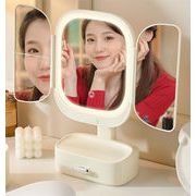 予約商品 卓上型LEDミラー 360度回転可能 柔らかな光 化粧用 寝室・ビューティールーム