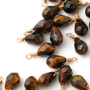 【天然石 タイガーアイ】しずぐ 雫型 チャーム シャンクビーズ 約15×9mm   ピアス ネックレス素材