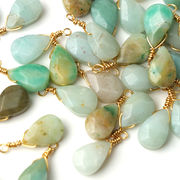 【天然石 アマゾナイト】 チャーム シャンクビーズ 約15mm  ハンドメイド材料 ピアス ネックレス素材