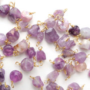 【天然石 フローライト】コネクター チャーム シャンクビーズ 約6×8mm   ピアス ネックレス素材