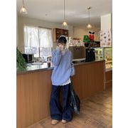 2025年INS 秋冬新作   気質   おしゃれ  レース  インナー+ルーズ   青い  セーター