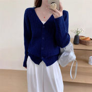 初回送料無料　ニットセーターvネック長袖カーディガン上着　レディースファッション人気トレンド