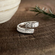シルバー指輪 キラキラ リング 波模様 S925 シルバーアクセサリー アレルギー対応 調整可能 おしゃれ 上品