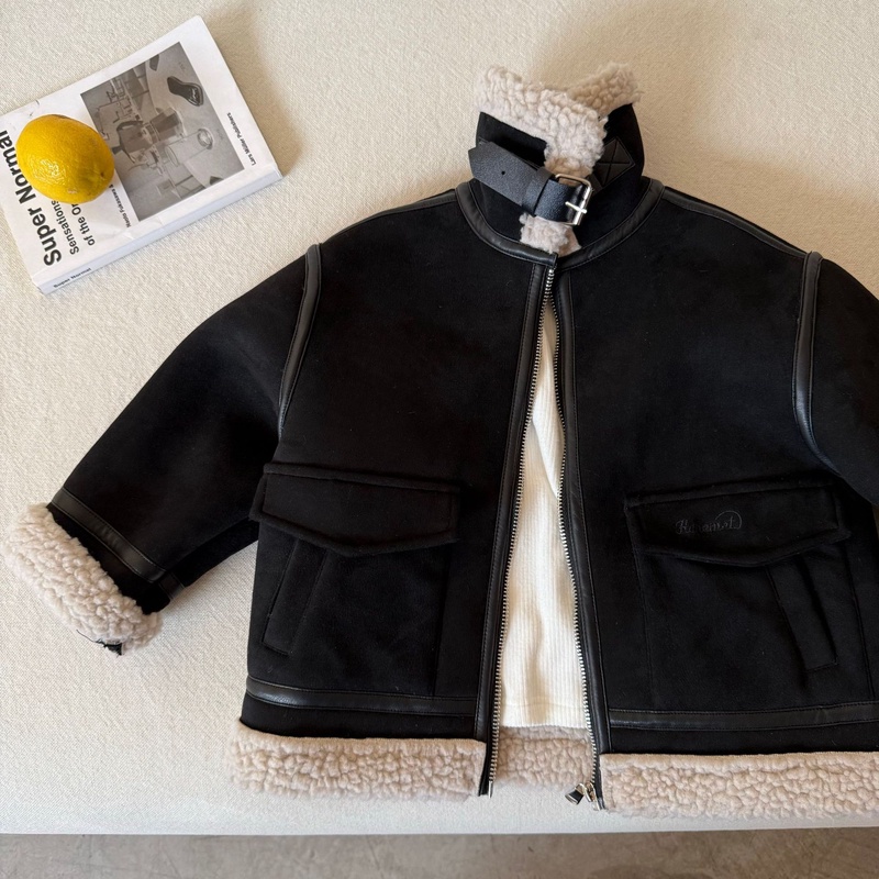 2025秋冬※YMM☆ボアジャケット キッズ シープ調 スエード風アウター