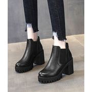 【日本倉庫即納】 サイドゴアブーツチャンキーヒールブーティ