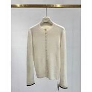 リブ編み カラーブロック カシミアカーディガン