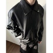 ショート丈 レザージャケット メンズ テーラードライダース風 アウター