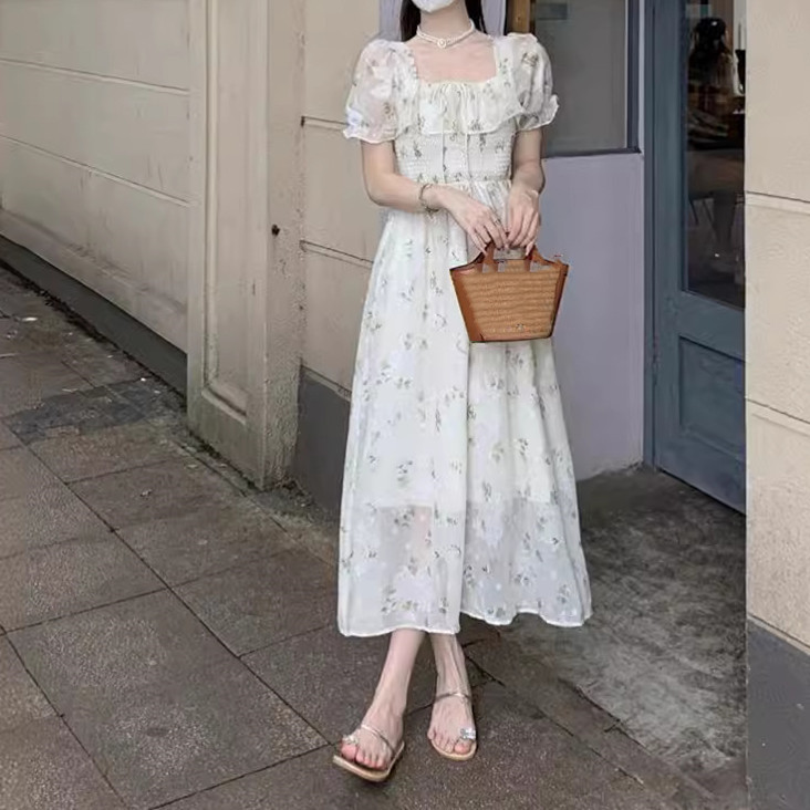リゾートワンピース 花柄 ロングワンピ 体型カバー シースルー かわいい おしゃれ 半袖ワンピ レディース