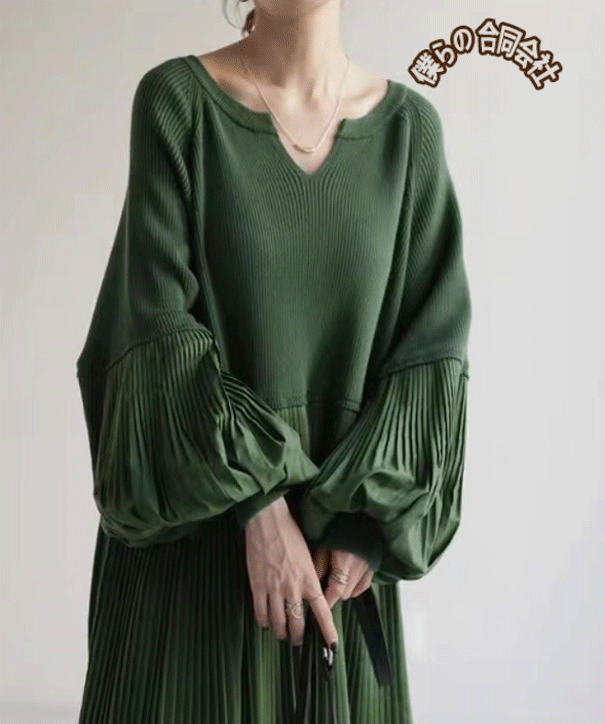 2025年春秋新作　レディース服　ワンピース　ロングワンピース　ニットワンピース　カジュアル　2色展開