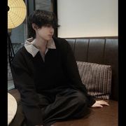 2025秋冬メンズ服 シンプル おしゃれ ポロシャツ 韓国風 トップス 長袖Ｔシャツ 3色展開[M~3XL]