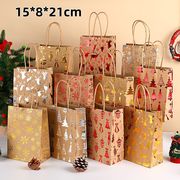 クリスマス手提げ袋 雪の結晶柄 平底で自立 ギフトに    12色