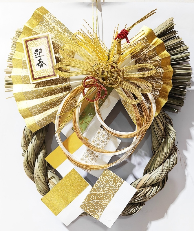 正月飾り2022 扇付きしめ縄 赤と金 お正月飾り 2022 しめ縄・しめ飾り g-plus 通販