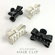▼MAGGIO▼【訳あり特価品】モノトーンリボンバンスクリップ（4個セット）ヘアクリップ　ヘアアクセサリー