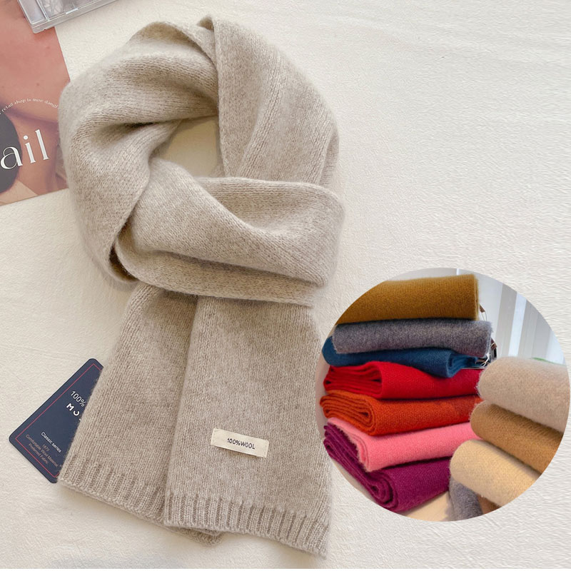 秋冬新作 マフラー レディース 大判 ニットマフラー ウール ニット 無地 暖かい プレゼント ギフト