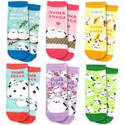 シマエナガ カラフル 靴下 6足セット スニーカー丈 20-24cm【小ロット販売】