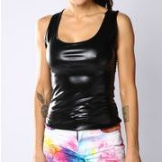 ヒップホップ ダンスウェア お目立ち度満点!メタリックチョッキ/ホットチョッキ セクシー PUチョッキ