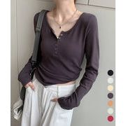 【日本倉庫即納】 カップ付きリブニットトップス暖かインナー