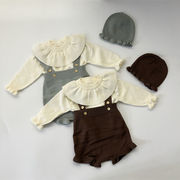 2025秋新作　子供服　ニット　セットアップ　Ｔシャツ　ロンパース　帽子　可愛い　おしゃれ　4色　柔らか
