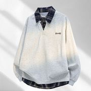 オシャレゆったりシャツネック切替パーカー　レディース　二タイプ　2色