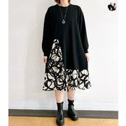 【2025新作】異素材ドッキングアシメワンピース★衣料6038