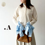 【2025新作予約】ウールライクリボンシャツカーディガン