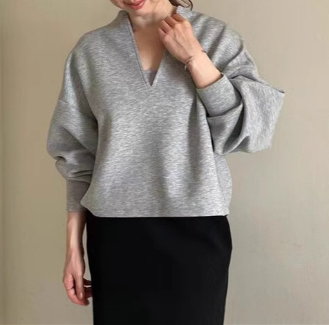秋新作 プルオーバー レディース トップス Vネック スウェット トレーナー 大人可愛い カジュアル