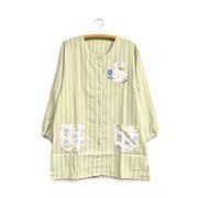 【即納】青い花うさぎスモック　レディースエプロン 保育士 介護士