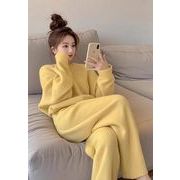 2026新品 レディース　ニットセータートップス+ロングパンツ　セットアップ