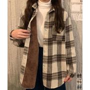 【日本倉庫即納】 裏起毛チェックシャツジャケット ゆったり