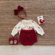 ins 秋冬新作　ベビー服　ニット　セットアップ　カーディガン　ブルマー　可愛い　おしゃれ　刺繍　子供服