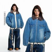 メンズ レトロ風 デニム ジャケット 男女兼用 ストリート系 アウター  秋冬 2025新作★