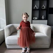 2026新作　春秋　子供服　キッズ　女の子　ワンピース 　チュール　4色　90～140cm　DC