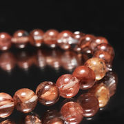 ブレス　マニカラン水晶＜ヒマラヤ産＞　AAAランク　赤　丸約6mm