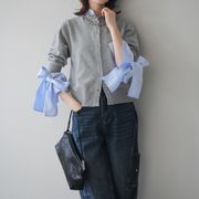 2025年INS 秋冬新作   気質   おしゃれ    偽２枚　リボン切り替え  ニット カーディガン